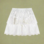 Fairycore White Lace Tiered Mini Skirt cottagecoreclothes