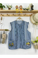 Embroidered Denim Mori Fall Vest cottagecoreclothes