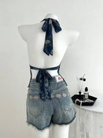 Goblincore Halter Neck Mesh Peplum Top