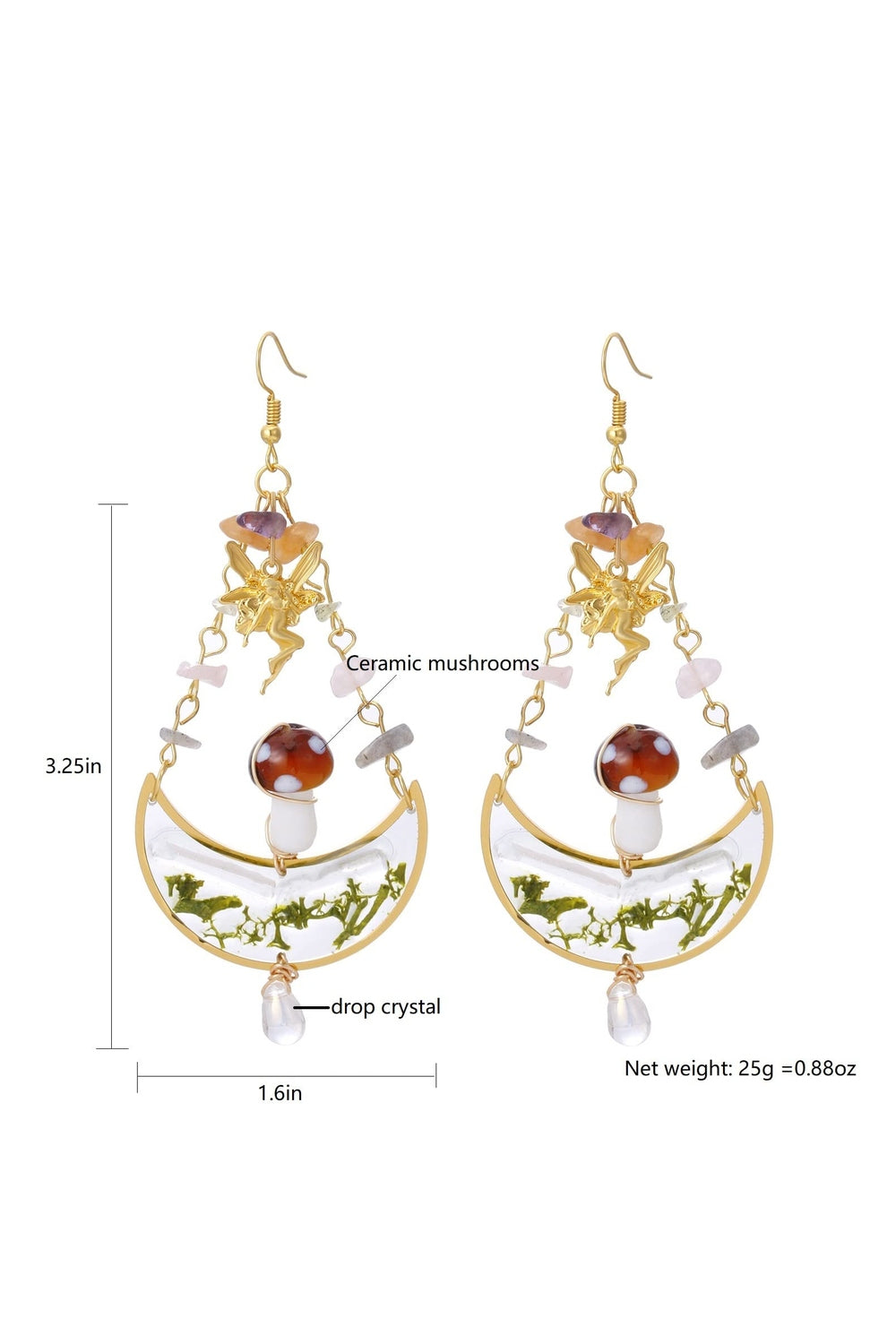 Moon Leaf Mushroom Earrings cottagecoreclothes