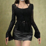 Vintage Lace Flare Sleeve Blouse cottagecoreclothes