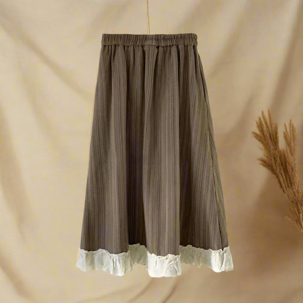 Vintage Lace Hem Midi Skirt cottagecoreclothes