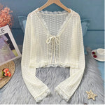 Fairycore Lace-Tied Bell Sleeve Cardigan