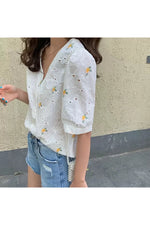 Sunbeam Dapple V-Neck Blouse cottagecoreclothes