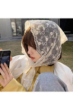 White Floral Lace Hair Scarf cottagecoreclothes