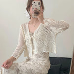 Mori Girl Diamond Knit Tie Cardigan