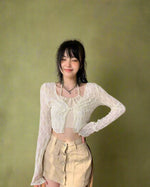 Fairycore Sheer Mesh Crop Fall Cardigan cottagecoreclothes