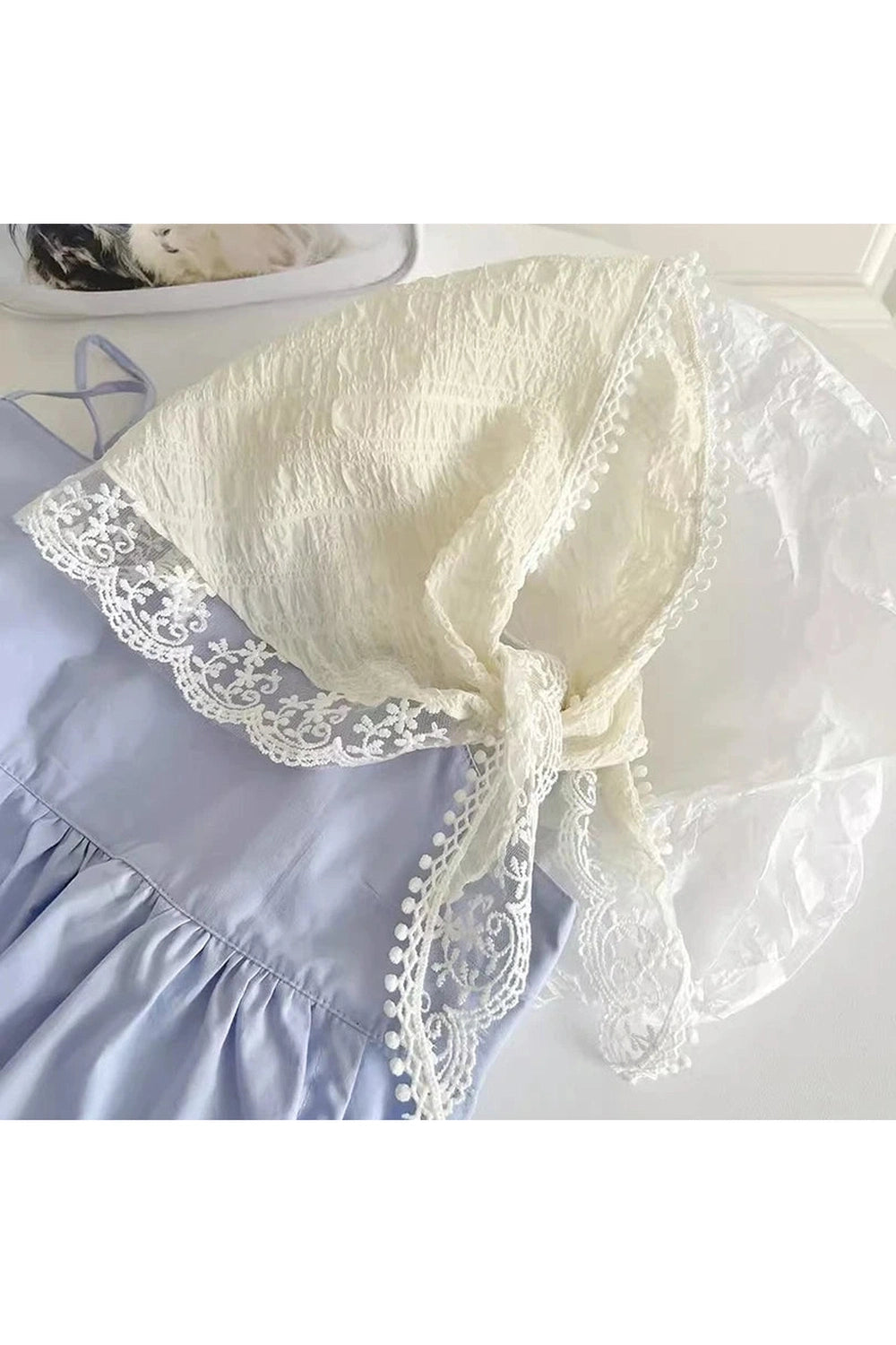 White Floral Lace Hair Scarf cottagecoreclothes
