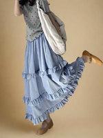 Mori Girl Tiered Checkered Skirt cottagecoreclothes