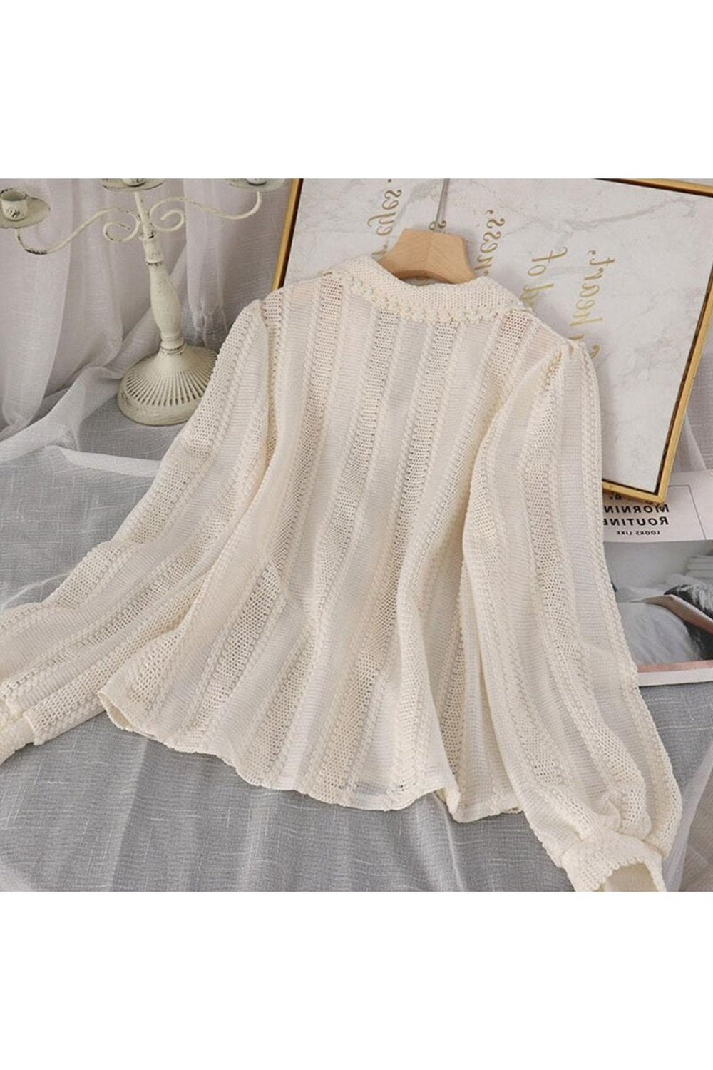 Chic Hollow Pan Collar Shirt cottagecoreclothes