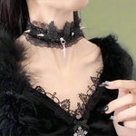 Victorian Lace Cross Pendant Choker cottagecoreclothes