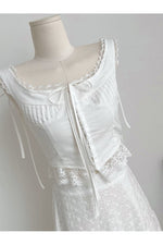 Vintage Lace Patchwork Bow Design Crop Vest cottagecoreclothes