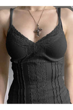 V-Neck Lace Trim Tank Top cottagecoreclothes