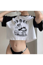 Mushroom Graphic 90s Crop Top cottagecoreclothes