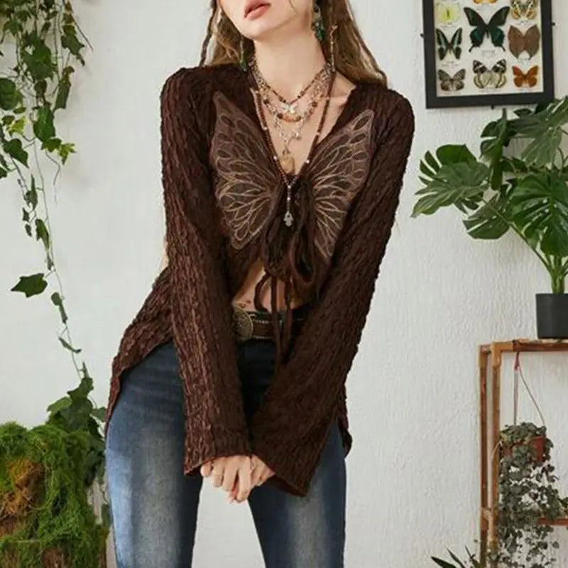 Fairycore Lace-Up Cropped Top