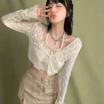 Fairycore Sheer Mesh Crop Fall Cardigan cottagecoreclothes