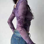 Fairycore Ruffle Bell Sleeve Mesh Top