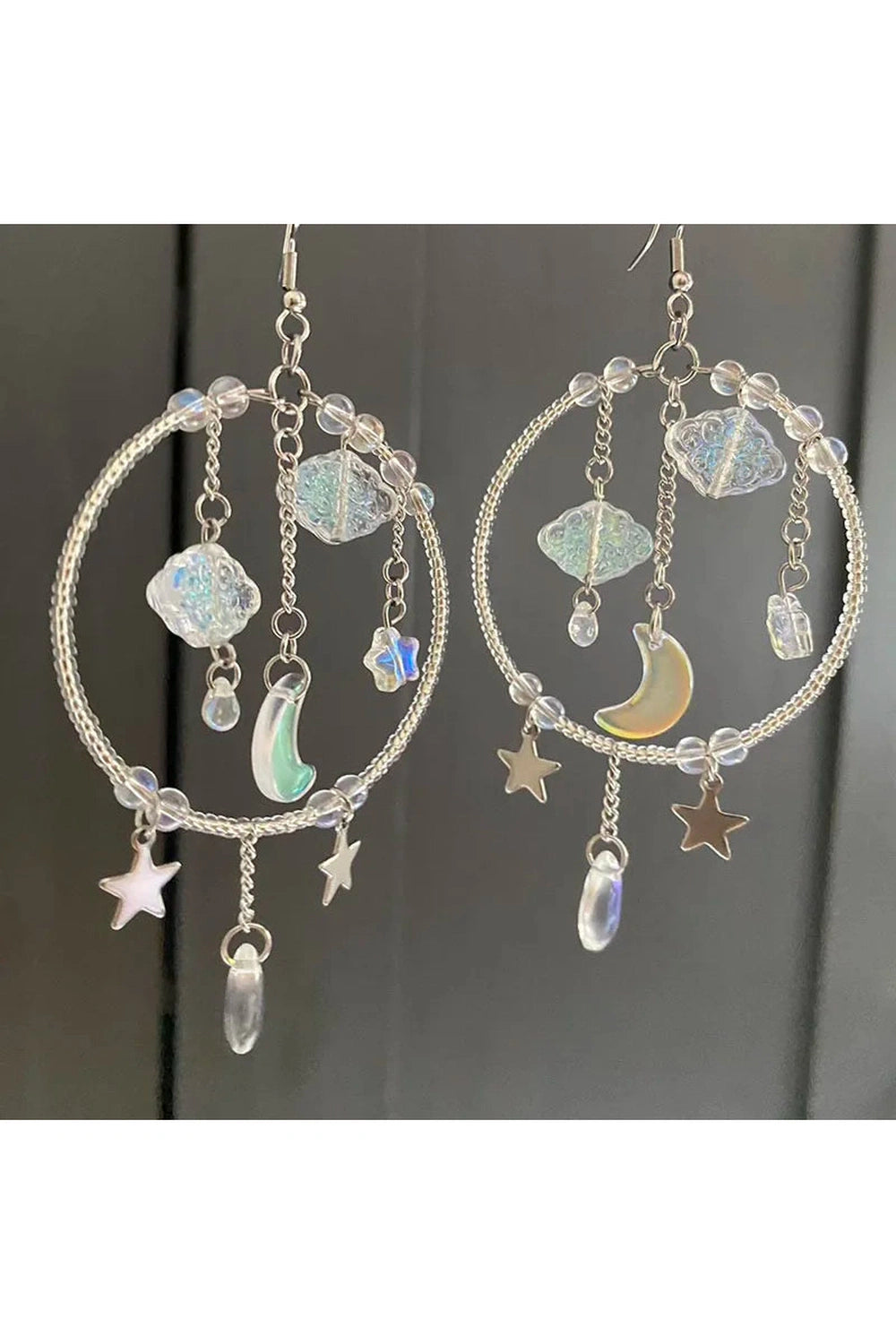 Fairycore Moon and Star Hoop Earrings cottagecoreclothes