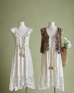 Mori Girl Crochet Lace Dress Set cottagecoreclothes