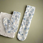 Vintage Blue Floral Sheer Socks cottagecoreclothes
