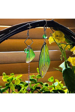 Green Fairy Wing Earrings cottagecoreclothes