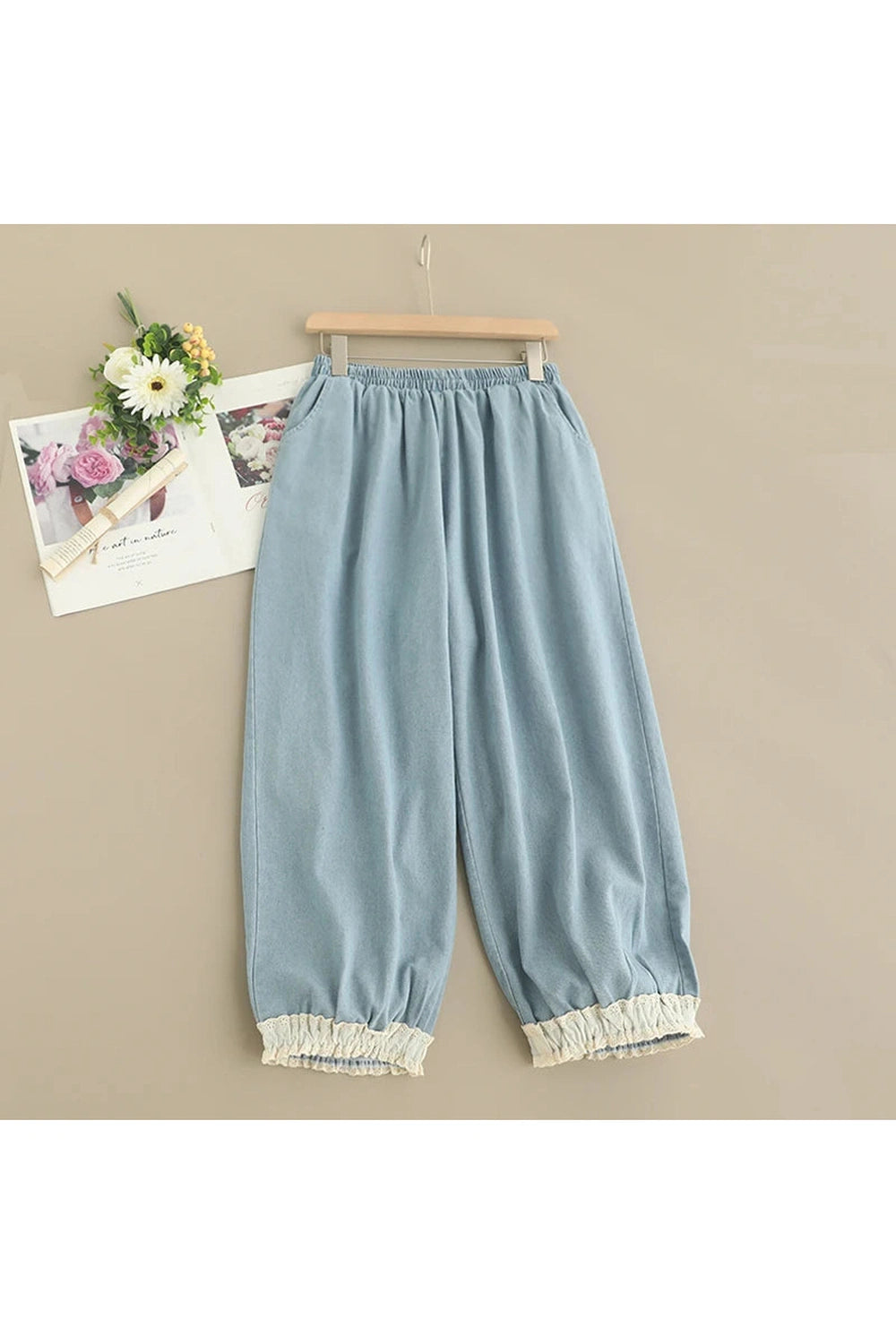 Preppy Style Denim Pants cottagecoreclothes