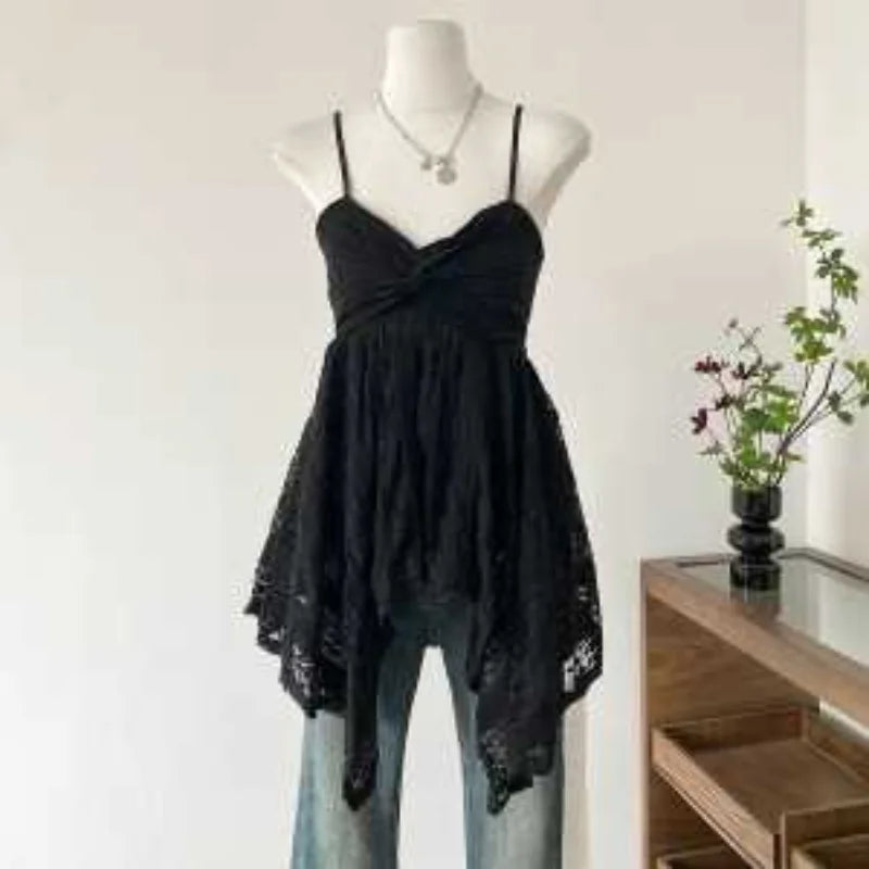 Fairy Grunge Midnight Lace Handkerchief Cami