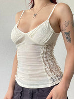 Fairycore White Lace Trim Cami Top