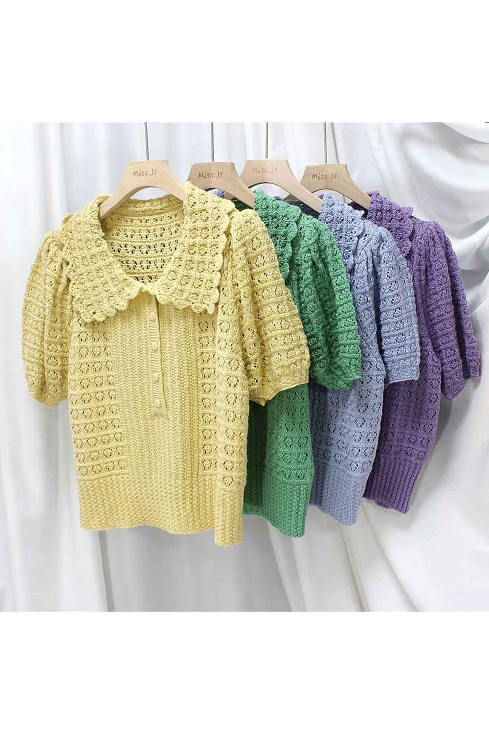 Vintage Short Sleeve Collar Fall Cardigan cottagecoreclothes