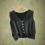 Vintage Button-Up Flared Sweater Vest cottagecoreclothes