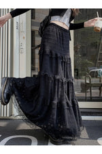 Dark Cottagecore Hollow Out Long Skirt cottagecoreclothes