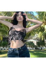 Korean Lace Butterfly Crop Top cottagecoreclothes