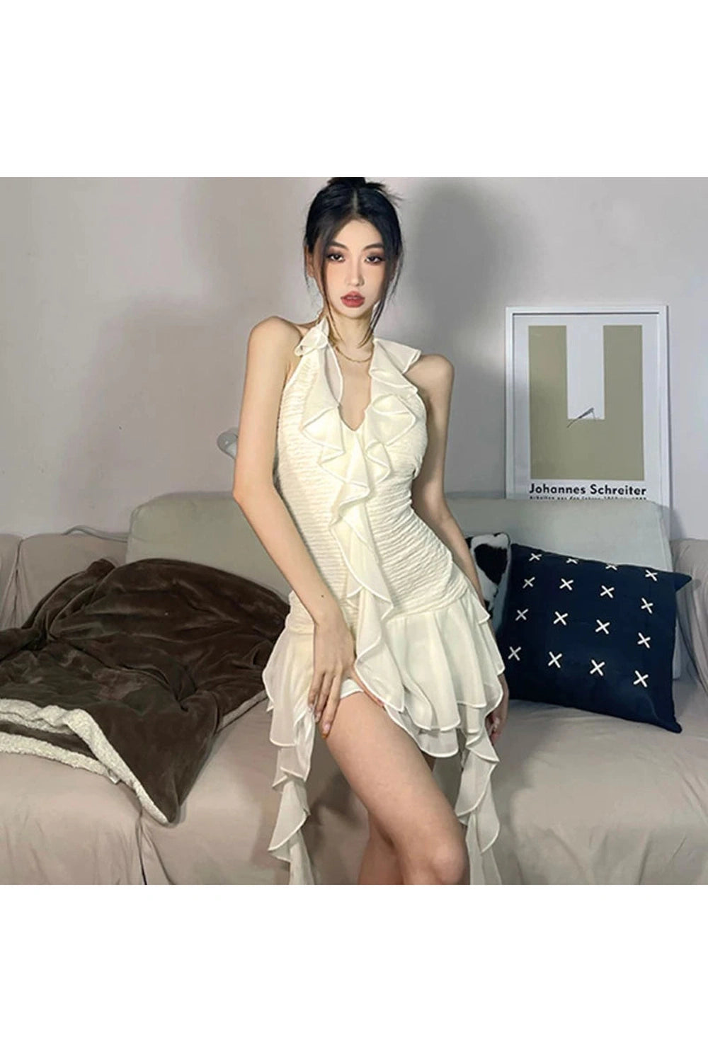 French Ruffle A-Line Dress cottagecoreclothes