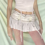 Fairycore Ruched Satin Mini Skirt cottagecoreclothes