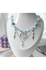 Blue Heart Beaded Necklace cottagecoreclothes