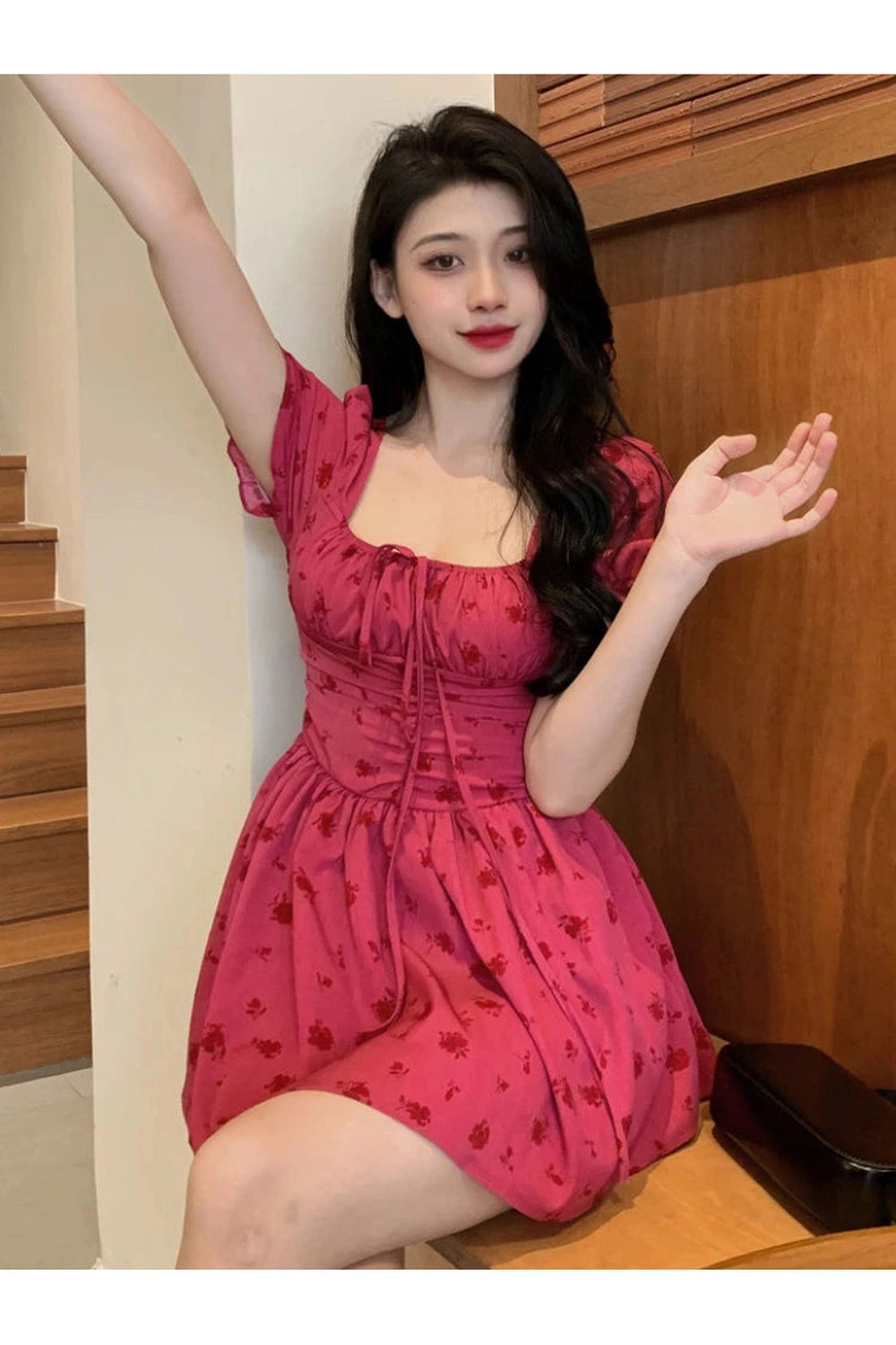 Enchanted Ruby Floral Dress cottagecoreclothes