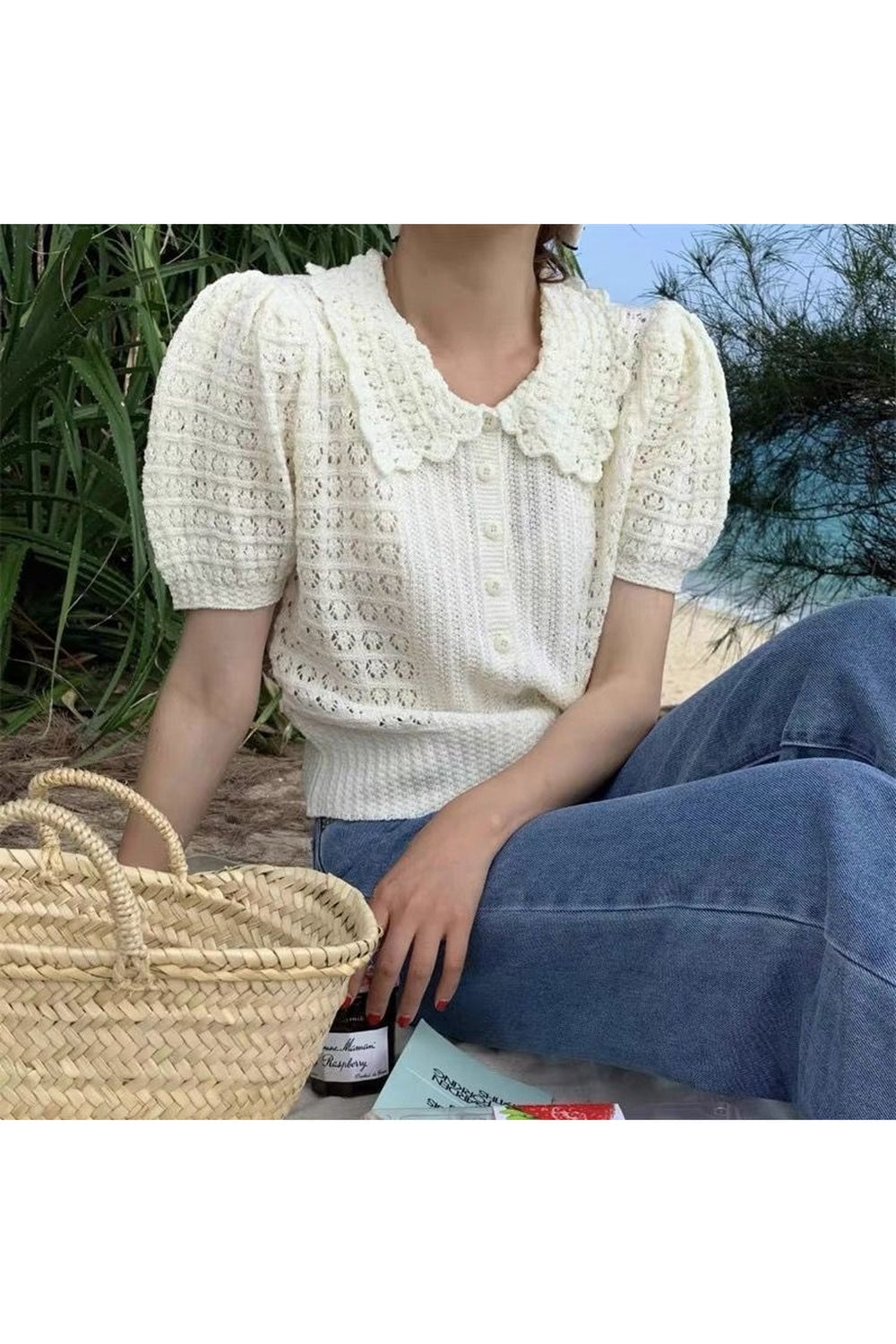 Vintage Short Sleeve Collar Fall Cardigan cottagecoreclothes