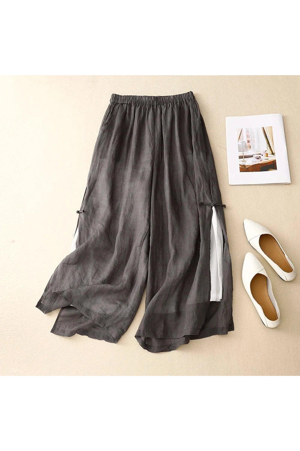 Mori Girl Wide-Leg Linen Pants cottagecoreclothes