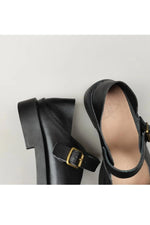 Round Toe Cowhide Shoes cottagecoreclothes