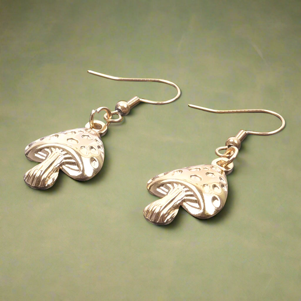 Goblincore Iridescent Mushroom Drop Earrings cottagecoreclothes