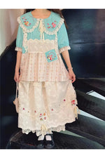 Mori Girl Embroidered Lace Skirt cottagecoreclothes