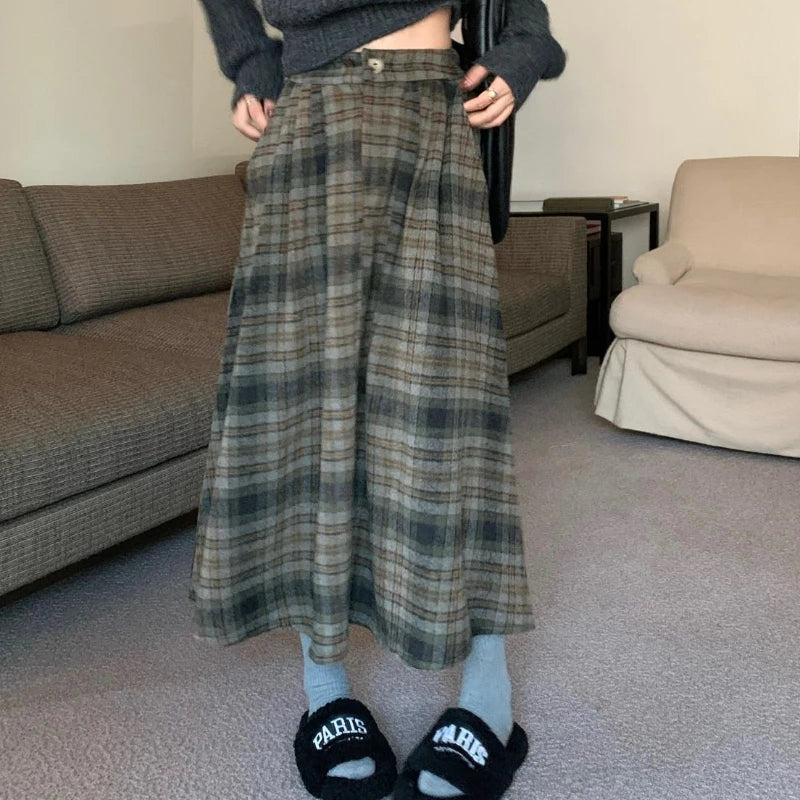 Vintage High-Waisted Checkered Skirt cottagecoreclothes