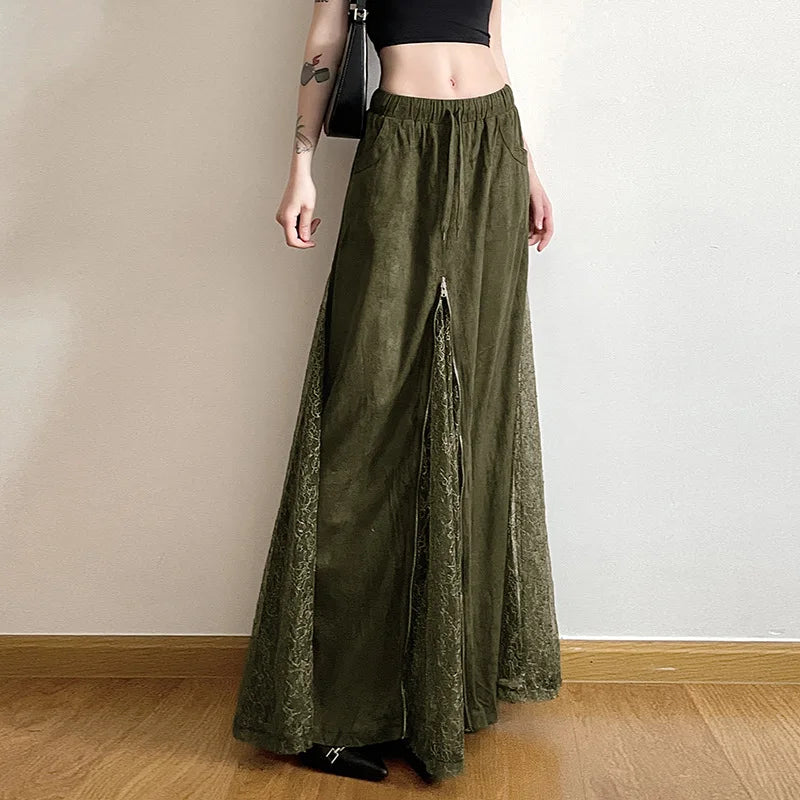 Fairycore Lace Panel Maxi Skirt