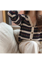 Retro Rose Garden Knit Fall Cardigan cottagecoreclothes