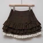 Mori Girl Ruffle Plaid Mini Skirt