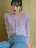 Vintage Lilac Button-Up Mohair Cardigan cottagecoreclothes