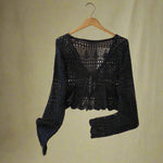 Cottagecore Open-Knit Ruffle Sweater cottagecoreclothes