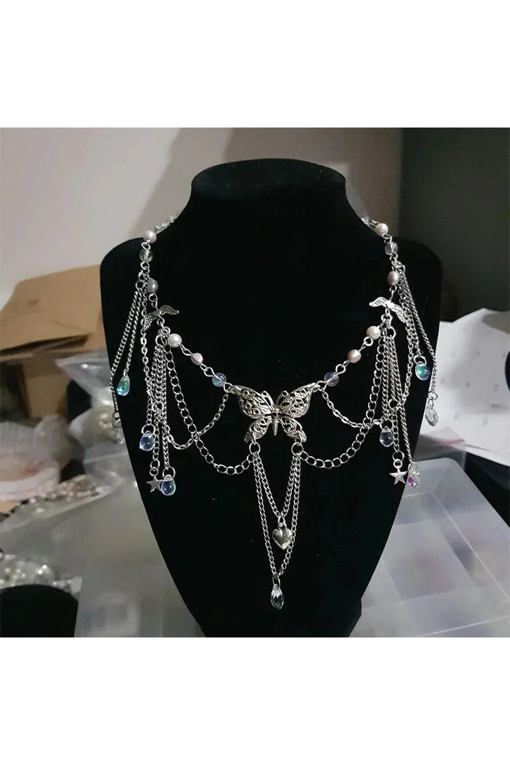 Pearls Heart Cross Necklace cottagecoreclothes