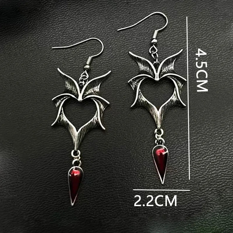 Gothic Heart Flame Drop Earrings cottagecoreclothes