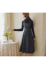 Plaid Woolen Midi Sundress cottagecoreclothes